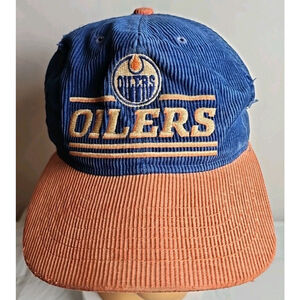 Vintage Edmonton Oilers Hat Snapback Ted Fletcher The Classic Corduroy NHL
